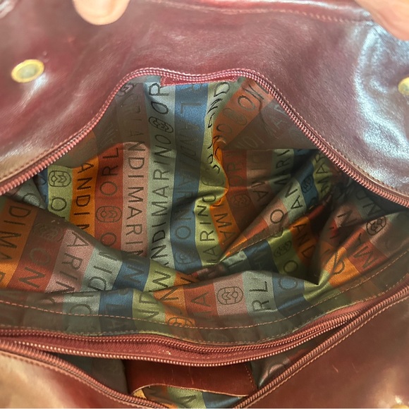 MARINO ORLANDI VINTAGE ITALIAN LEATHER SHOULDER BAG IN BURGUNDY SHADS - Picture 15 of 16